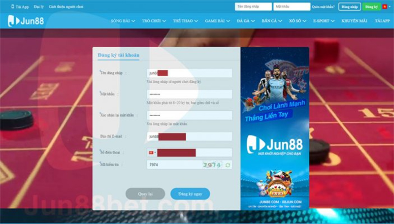 Hướng đẫn đăng ký tài khoản tại Jun88 dễ dàng Hướng đẫn đăng ký tài khoản tại Jun88 dễ dàng